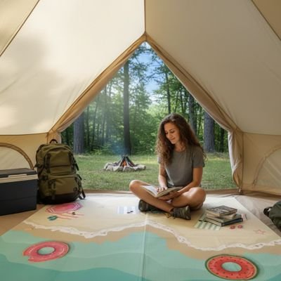 tapis-de-plage-femme-campe-livre