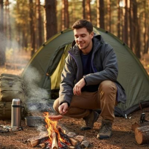 veste-impermable-feu-homme-tente-saucisse