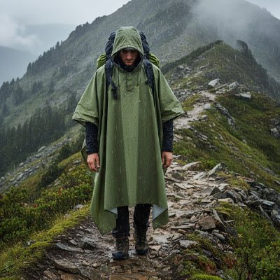 HOMME_ESCALADE_PONCHO_PLUIE_VERT_ARMEE