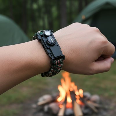 bracelet-paracorde-feu-main