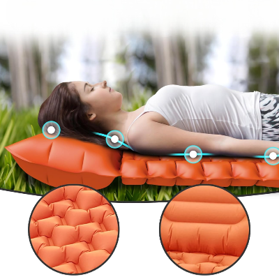fille allongee matelas gonflable orange