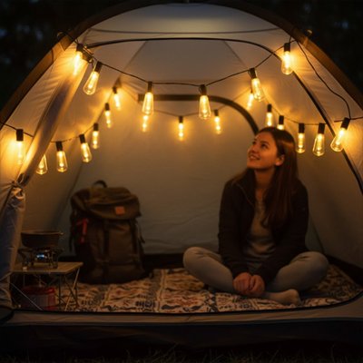 guirlande-solaire-femme-soir-tente
