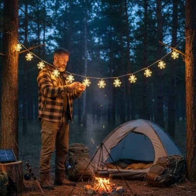 guirlande-solaire-homme-tente-feu