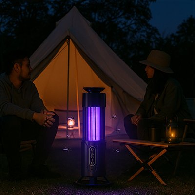 lampe-anti-moustique-couple-devant-tente