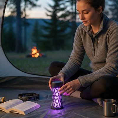 lampe-anti-moustique-femme-bouquin-feu