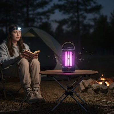lampe-anti-moustique-femme-bouquin-lampe-frontale