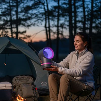 lampe-anti-moustique-femme-glaciere