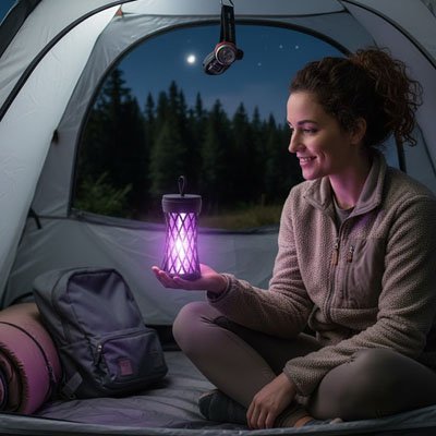 lampe-anti-moustique-femme-matelas-sac a-dos