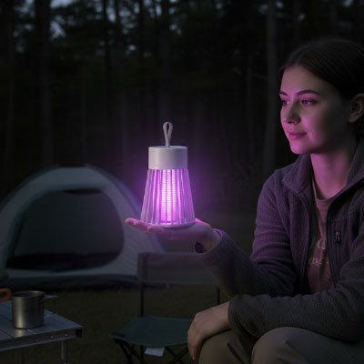 lampe-anti-moustique-femme-tente