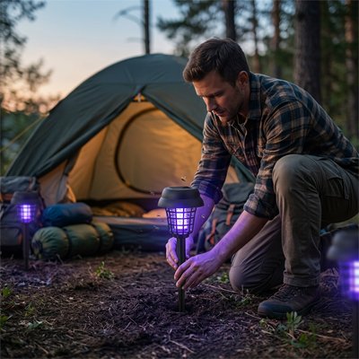 lampe-anti-moustique-homme-chemise-tente