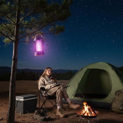 lampe-anti-moustique-suspendue-branche-sapin