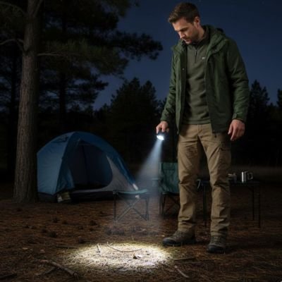 lampe-de-poche-nuit-homme-debout
