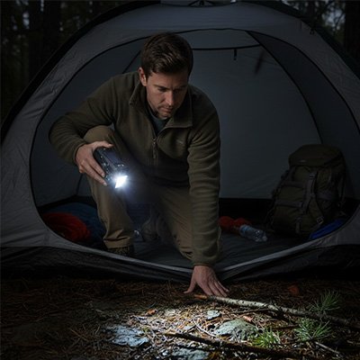 lampe-de-poche-foret-tente-sac