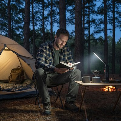 lampe-de-poche-homme-lecture-tente