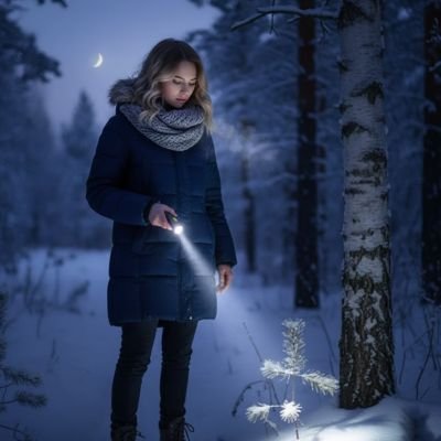 lampe-de-poche-neige-soir