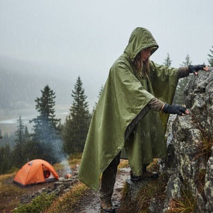poncho-pluie-femme-tente-orange
