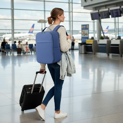 sac-a-dos-voyage-bleu-femme-gare