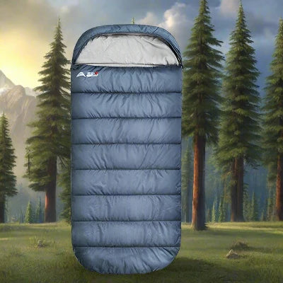sac-couchage-bleu-demontre-foret