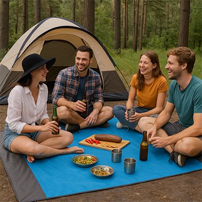 tapis-de-plage-tente-amis-mangent