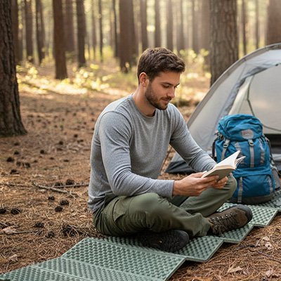 tapis-de-sol-de-camping-homme-assis
