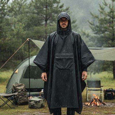 tente-feu-homme-poncho-pluie-noir
