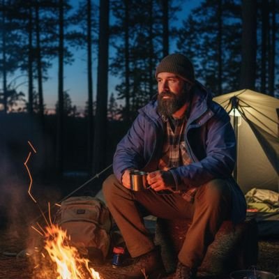 veste-impermable-homme-tente-feu-soir