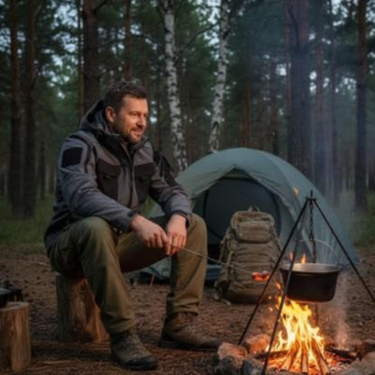 veste-impermeable-homme-assis-buche